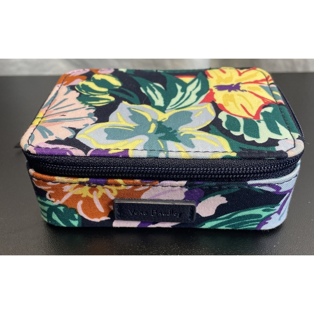 Vera Bradley Travel Pill Case Palm Floral Blue Pink Multicolor Lilac Organizer